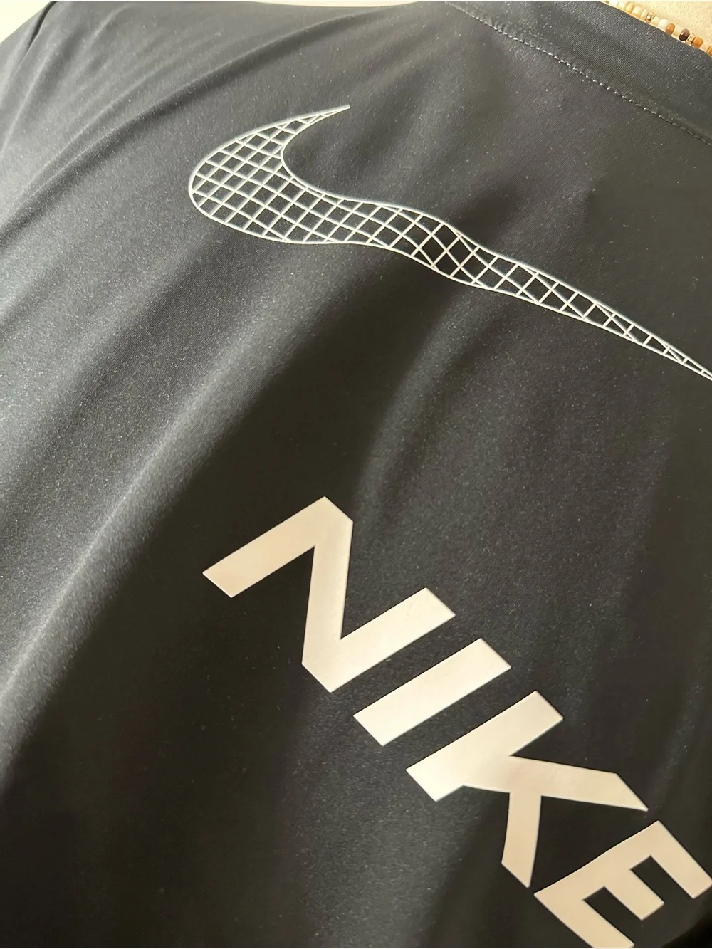 Nike Black Crop Tee with White Swoosh and Logo - Picture 3 of 6